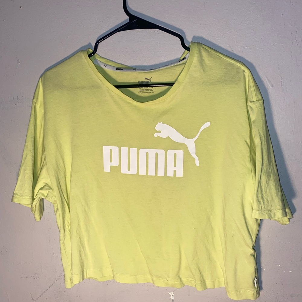 Puma Neon Yellow Boxy Crop Tee
